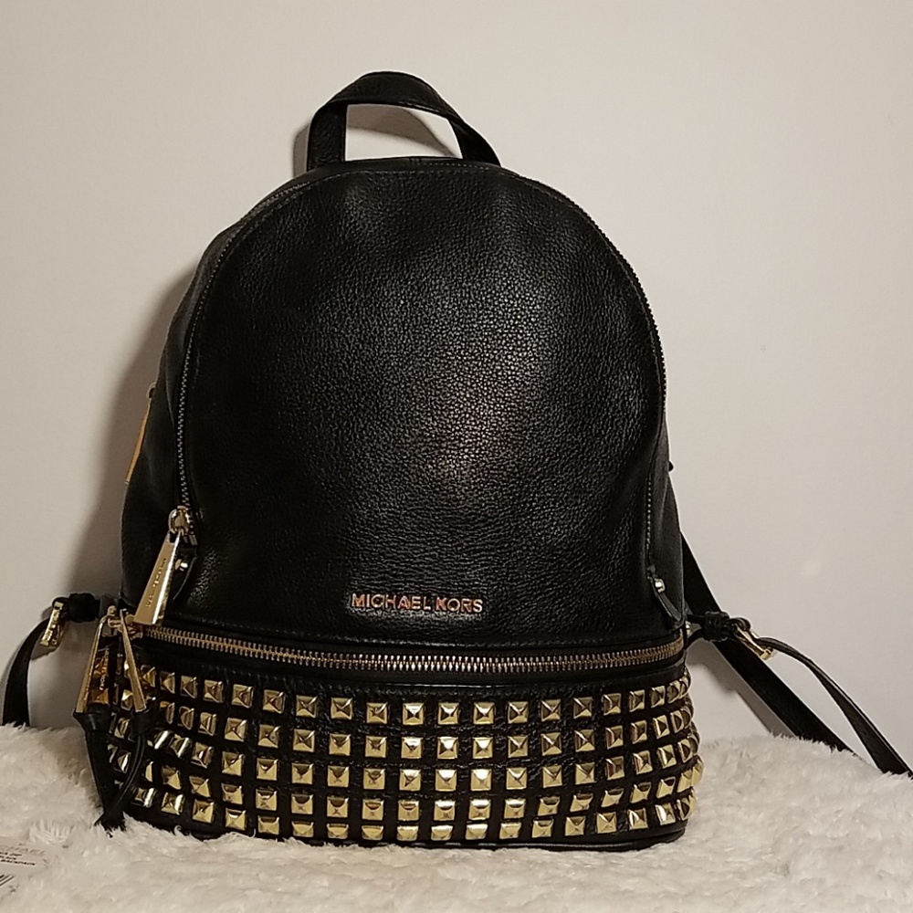 Genuine Michael Kors Rhea Black Leather Backpack